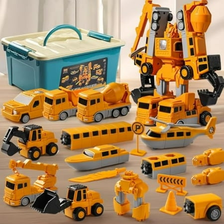 Magnetic Robocar Set, 77-in-1 Robot Toys Set (35 PCS) with Storage Box, for Creative Play