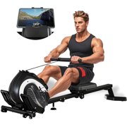 Magnetic Rowing Machine for Home Adjustable 8-Speed Booster Burn Fat & Sculpt Muscles Supports Up to 265 LBS Phone/Tablet-Ready Design