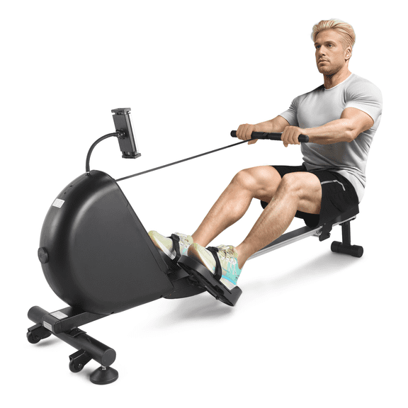 Magnetic Rowing Machines for Home, 16 Levels Quiet Resistance Foldable Rower with App Tracking, 350 Lbs Weight Capacity & Self-Powered Cardio Workout, Compact Design for Small Spaces