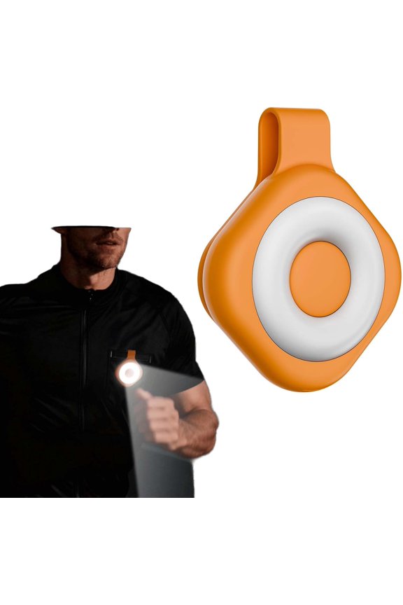 Magnetic Running Lights for Runners, Ultra Bright Clip On Flashlight, Rechargeable 6 Light Modes 3 Color Hands-Free Flashlight, Pocket Running Gear for Reading/Runners/Emergency/Pet (Orange)