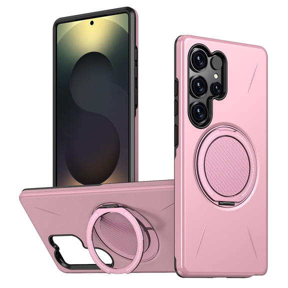 Magnetic For Samsung Galaxy A25 5G Phone Case,360° Rotatable Ring Kickstand,Compatible with Mag-safe,Anti-Drop Protection,Heavy Duty Shockproof Anti-Scratch Rugged Phone Case Cover,Pink