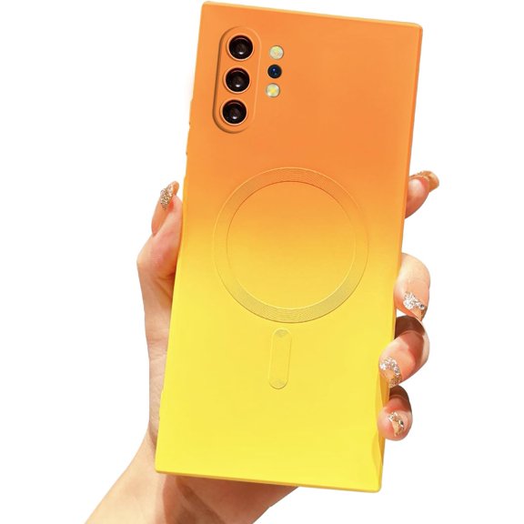 Magnetic for Samsung Galaxy Note 10 Plus Case, Compatible with MagSafe, Camera Lens Film Protection Shockproof Gradient Silicone Cover for Galaxy Note 10 Plus 6.8" (Orange Yellow)