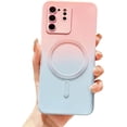thumbnail image 1 of Magnetic for Samsung Galaxy S20 Ultra Case, Compatible with MagSafe, Camera Lens Film Protection Shockproof Gradient Silicone Cover for Galaxy S20 Ultra 6.9" (Pink Blue), 1 of 8