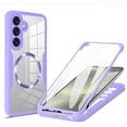thumbnail image 1 of Magnetic for Samsung Galaxy S21 FE Case, [Non-Yellowing Clear] Cover Compatible with MagSafe, Built-in Screen Protector & Support Car Mount & Upgraded Camera Protection Shockproof Case, Purple, 1 of 8
