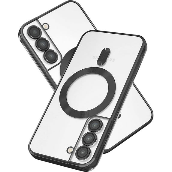 Magnetic for Samsung Galaxy S21 Plus Case,Electroplated Clear Slim Samsung S21 Plus Phone Case with Camera Protection,Shockproof Samsung S21 Plus Case Compatible with MagSafe, Black Edge