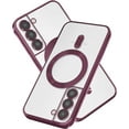thumbnail image 1 of Magnetic for Samsung Galaxy S22 Case,Electroplated Clear Slim Samsung S22 Phone Case with Camera Protection,Shockproof Samsung S22 Case Compatible with MagSafe, Red Edge, 1 of 14