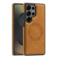 thumbnail image 1 of Magnetic For Samsung Galaxy S22 Phone Case,Compatible with Mag-Safe,Military Grade Drop Protection,Classic PU Leather Shockproof Ultra Slim Anti-fall Thin Fit Rugged Phone Case,Brown, 1 of 7