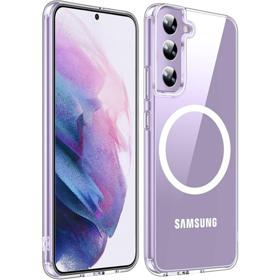 Magnetic for Samsung Galaxy S22 Plus Case Compatible with Mag-Safe,[Anti-Yellowing] [12FT Mil-Grade Protection] with Hard Back & Soft Edge Slim Thin Shockproof Phone Case-Clear