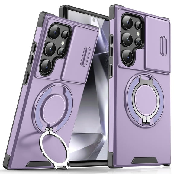 Magnetic for Samsung Galaxy S22 Ultra Case [Compatible with MagSafe] [360° Rotatable Ring Holder Kickstand] [Military Grade Protection] Shockproof Slim Phone Case for Samsung Galaxy S22 Ultra,Purple