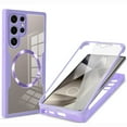 thumbnail image 1 of Magnetic for Samsung Galaxy S22 Ultra Case, [Non-Yellowing Clear] Cover Compatible with MagSafe, Built-in Screen Protector & Support Car Mount & Upgraded Camera Protection Shockproof Case, Purple, 1 of 8