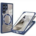thumbnail image 1 of Magnetic for Samsung Galaxy S22 Ultra Case, [Non-Yellowing Clear] Cover Compatible with MagSafe, Built-in Screen Protector & Support Car Mount & Upgraded Camera Protection Shockproof Case, Blue, 1 of 8