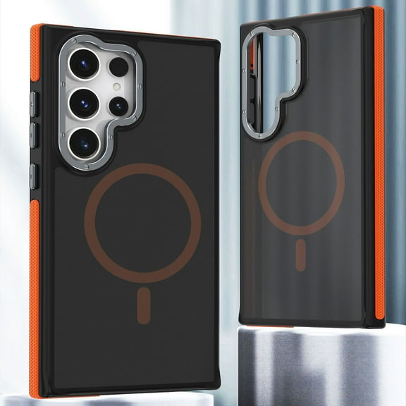 Magnetic for Samsung Galaxy S23 Ultra Case [Compatible with MagSafe] [10 FT Military Grade Drop Protection] Slim Translucent Matte Shockproof with Anti-Fingerprint Phone Case, Orange