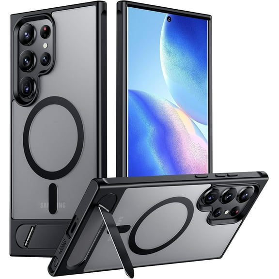 Magnetic for Samsung Galaxy S23 Ultra Case, [Compatible with Magsafe][Innovate Stand][Military Grade Drop Protection][Non Slip][Translucent Matte] Shockproof Phone Case for S23 Ultra 6.8" Blue