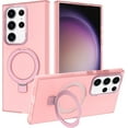 thumbnail image 1 of Magnetic for Samsung Galaxy S23 Ultra Case with Stand[Compatible with MagSafe]，Shockproof Magnetic Kickstand Slim Translucent Cover for Samsung Galaxy S23 Ultra Case with Ring Stand,Pink, 1 of 12