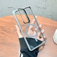 thumbnail image 1 of Magnetic for Samsung Galaxy S24 Case, [Compatible with MagSafe] Built-in Stash Camera Stand Scratch-Resistant Back Cover [Military-Grade Protection] for Samsung Galaxy S24, Gray, 1 of 8