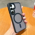 thumbnail image 1 of Magnetic for Samsung Galaxy S24 Case, [Compatible with MagSafe] Shockproof Wireless Charging Soft TPU Phone Bumper Cover Anti-Scratch Clear Hard PC Back for Samsung Galaxy S24, Black, 1 of 7