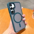 thumbnail image 1 of Magnetic for Samsung Galaxy S24 Case, [Compatible with MagSafe] Shockproof Wireless Charging Soft TPU Phone Bumper Cover Anti-Scratch Clear Hard PC Back for Samsung Galaxy S24, Darkgreen, 1 of 7