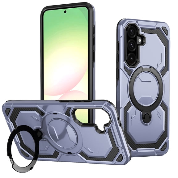 Magnetic for Samsung Galaxy S24 FE Case with Kickstand, [Compatible with MagSafe] [Military Grade Protection] Ring Stand Heavy Duty Drop Shockproof Rugged Phone Case for S24 FE - Lightpurple