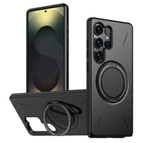 Magnetic For Samsung Galaxy S24 Phone Case,360° Rotatable Ring Kickstand,Compatible with Mag-safe,Anti-Drop Protection,Heavy Duty Shockproof Anti-Scratch Rugged Phone Case Cover,Black