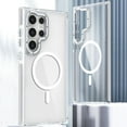 thumbnail image 1 of Magnetic for Samsung Galaxy S24 Ultra Case, Hybrid Air Protection [Compatible with MagSafe] [Military-Grade Protection] Crystal Clear Hard Back&Soft TPU Frame Shockproof Protective case,White, 1 of 5