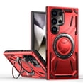 thumbnail image 1 of Magnetic for Samsung Galaxy S24 Ultra Case with Stand, Compatible with Mag-Safe Charging, Shockproof Protective Cover Rugged Phone Case, Built-in Rotatable Ring Holder Kickstand, Red, 1 of 6