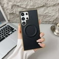 thumbnail image 1 of Magnetic For Samsung Galaxy S24 Ultra Phone Case,Compatible with Mag-safe,Luxury Golden Electroplated Bumper Design,PU Leather Back Shcokproof Anti-fall Ultra Slim Rugged Phone Case,Black, 1 of 8