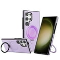 thumbnail image 1 of Magnetic for Samsung Galaxy S24 Ultra Vintage PU Leather Case, Business Invisible Stand [Compatible with Magsafe] Wireless Charging Ultra Slim Kickstand Phone Case Cover for S24 Ultra, Purple, 1 of 8