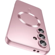 Magnetic for Samsung Galaxy S25 Case [Compatible with MagSafe][Built-in Camera Lens Protector] Slim Soft Silicone Bumper Shockproof Metallic Luster Phone Shell