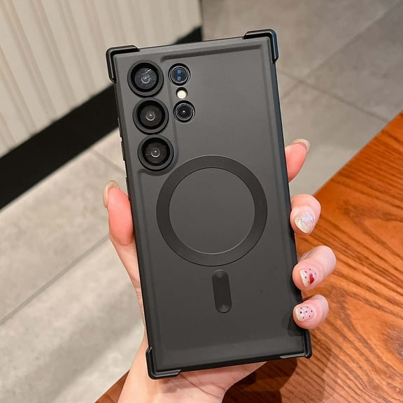 Magnetic for Samsung Galaxy S25 Case [Compatible with MagSafe][Military Grade Drop Protection] Slim Translucent Matte Shockproof Four Corner Protection with Anti-Fingerprint Phone Case,Black