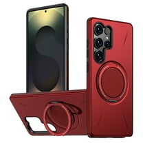 Magnetic For Samsung Galaxy S25 Phone Case,360° Rotatable Ring Kickstand,Compatible with Mag-safe,Anti-Drop Protection,Heavy Duty Shockproof Anti-Scratch Rugged Phone Case Cover,Red