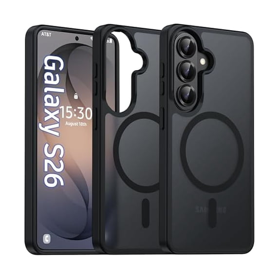 Magnetic for Samsung Galaxy S26 Case Matte, S26 Phone Case Compatible with MagSafe Frosted Translucent Shockproof Anti-Scratch Slim Fit Case Military Grade Protection (Black)