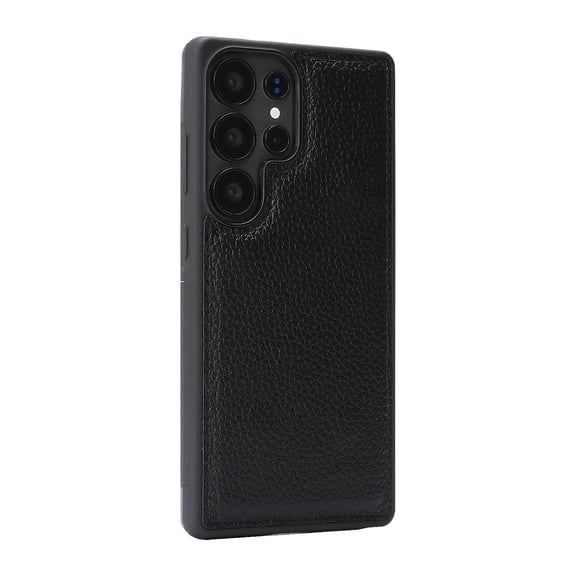 Magnetic For Samsung Galaxy S26+ Phone Case,Compatible With Wireless Charging,Lychee Pattern PU Leather Back,Shockproof PC + TPU Hybrid Anti-fall Drop Protection,Rugged Thin Phone Case,Black