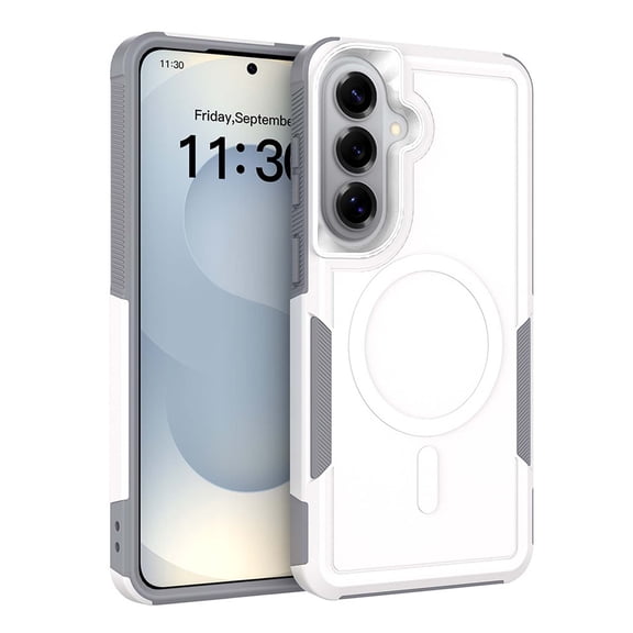 Magnetic For Samsung Galaxy S26 Phone Case,Support Wireless Charging,2-in-1 Heavy Duty Shockproof Anti-fall Protection,Anti-Scratch Non-Slip Anti-Fingerprint Durable Phone Case,White