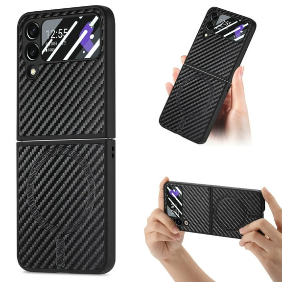 Magnetic Samsung Galaxy Z Flip 4 Case [Compatible with MagSafe],Anti-Fingerprint,Anti-Scratch,Ultra Slim Shockproof Luxury Samsung Galaxy Z Flip 4 Rugged Phone Cover Case,Black