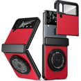 thumbnail image 1 of Magnetic for Samsung Galaxy Z Flip 4 Case with Ring Holder, [Hinge Protection] Built in Screen Protector & Camera Protection Slim Thin Hard PC Kickstand Shockproof Protective Case, Red, 1 of 14