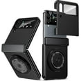 thumbnail image 1 of Magnetic for Samsung Galaxy Z Flip 4 Case with Ring Holder, [Hinge Protection] Built in Screen Protector & Camera Protection Slim Thin Hard PC Kickstand Shockproof Protective Case, Black, 1 of 14