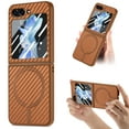 thumbnail image 1 of Magnetic Samsung Galaxy Z Flip 5 Case [Compatible with MagSafe],Anti-Fingerprint,Anti-Scratch,Ultra Slim Shockproof Luxury Samsung Galaxy Z Flip 5 Rugged Phone Cover Case,Brown, 1 of 10