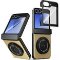 thumbnail image 1 of Magnetic for Samsung Galaxy Z Flip 5 Case with Ring Holder, [Hinge Protection] Built in Screen Protector & Camera Protection Slim Thin Hard PC Kickstand Shockproof Protective Case, Gold, 1 of 13