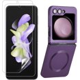 thumbnail image 1 of Magnetic for Samsung Galaxy Z Flip 5 Case,Soft Silicone Camera Protection Samsung Z Flip 5 Case with HD Screen Protector,Slim Strong Magnetic Z Flip 5 Case with Soft HD Clear Film,Purple, 1 of 11