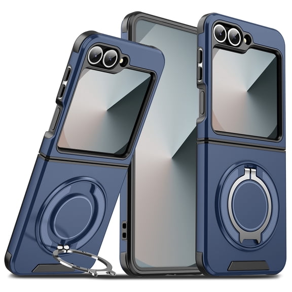 Magnetic for Samsung Galaxy Z Flip 6 Case [Compatible with MagSafe] [360° Rotatable Ring Holder Kickstand] [Military Grade Protection] Shockproof Slim Phone Case for Samsung Galaxy Z Flip 6,Blue
