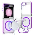 thumbnail image 1 of Magnetic for Samsung Galaxy Z Flip 6 Case, Hybrid Air Protection [Compatible with MagSafe] [Military-Grade Protection] Crystal Clear Hard Back&Soft TPU Frame Shockproof Protective case,Purple, 1 of 6