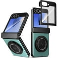 thumbnail image 1 of Magnetic for Samsung Galaxy Z Flip 6 Case with Ring Holder, [Hinge Protection] Built in Screen Protector & Camera Protection Slim Thin Hard PC Kickstand Shockproof Protective Case, Green, 1 of 13