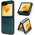 thumbnail image 1 of Magnetic for Samsung Galaxy Z Flip 6 PU Leather Case, [Compatible with Mag-Safe] PU Leather Hard PC Shell Slim Durable Shockproof Protective Phone Case Cover for Samsung Galaxy Z Flip 6, Green, 1 of 12