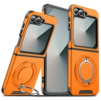 Magnetic for Samsung Galaxy Z Flip 7 Case [Compatible with MagSafe] [360° Rotatable Ring Holder Kickstand] [Military Grade Protection] Shockproof Slim Phone Case for Samsung Galaxy Z Flip 7,Orange