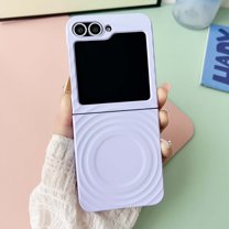 Magnetic For Samsung Galaxy Z Flip 7 FE/6/5 Phone Case,Compatible with Mag-Safe,Ripple Pattern Design,Anti-Scratch Shockproof Anti-Fall Protective Ultra Slim Rugged Thin Fit Phone Case,Purple