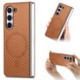 thumbnail image 1 of Magnetic Samsung Galaxy  Z Fold 5 Case [Compatible with MagSafe],Anti-Fingerprint,Anti-Scratch,Ultra Slim Shockproof Luxury Samsung Galaxy  Z Fold 5 Rugged Phone Cover Case,Brown, 1 of 12