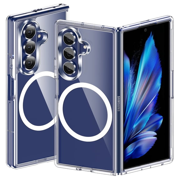 Magnetic for Samsung Galaxy Z Fold 7 Case with Screen Protector, [Compatible with MagSafe] Slim Translucent Matte Shockproof Case for Samsung Z Fold 7, Fold7 Hard PC Rugged Phone Cover, Transparent