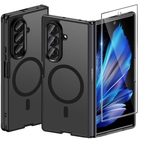 Magnetic for Samsung Galaxy Z Fold 7 Case with Screen Protector, [Compatible with MagSafe] Slim Translucent Matte Shockproof Case for Samsung Z Fold 7, Fold7 Hard PC Rugged Phone Cover, Black
