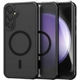 thumbnail image 1 of Magnetic for Samsung S23 FE Case with 2 Pack Screen Protector [Compatible with MagSafe] Shockproof Translucent Matte Back Men Cover Protective Phone Case for Galaxy S23 FE Black, 1 of 7