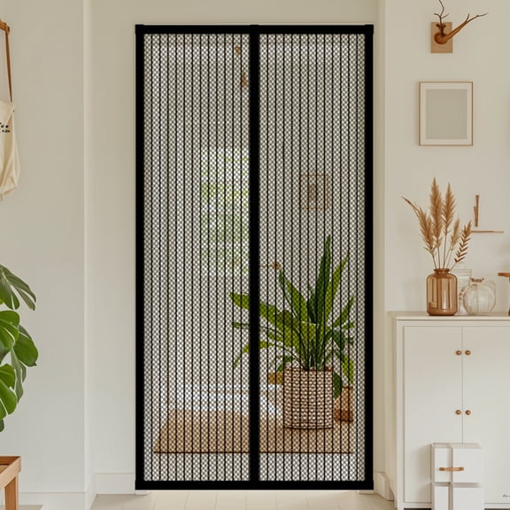 Magnetic Screen Door, 2 Sizes Available (39" x 82" / 35" x 82"), 18 Powerful Magnets, Self-Closing Mosquito Net, Hands-Free Design for Standard Doors(Black)